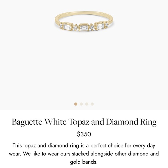 Gorjana Baguette White Topaz and Diamond Gold Ring Size 9